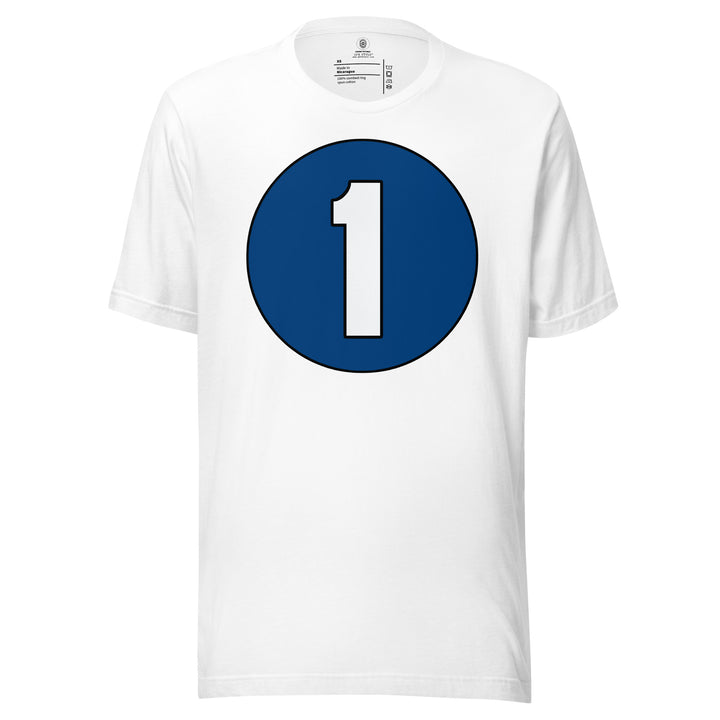 Unisex t-shirt: White on Navy Blue 1