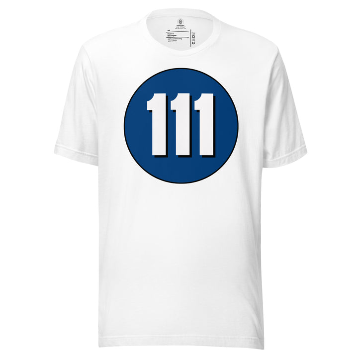 Unisex t-shirt: White on Navy Blue 111