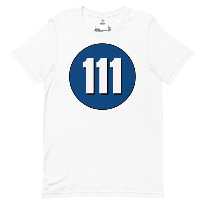 Unisex t-shirt: White on Navy Blue 111