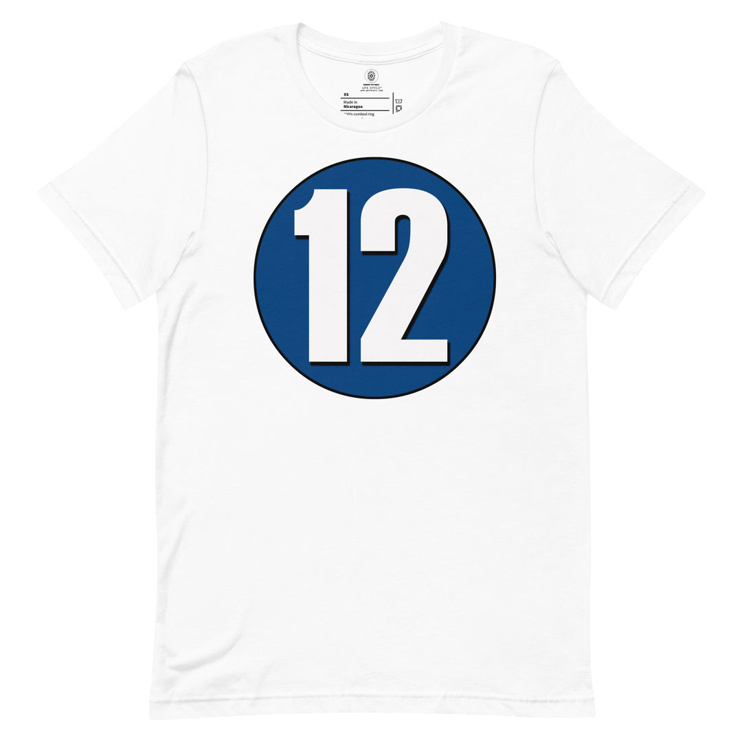 Unisex t-shirt: White on Navy Blue 12