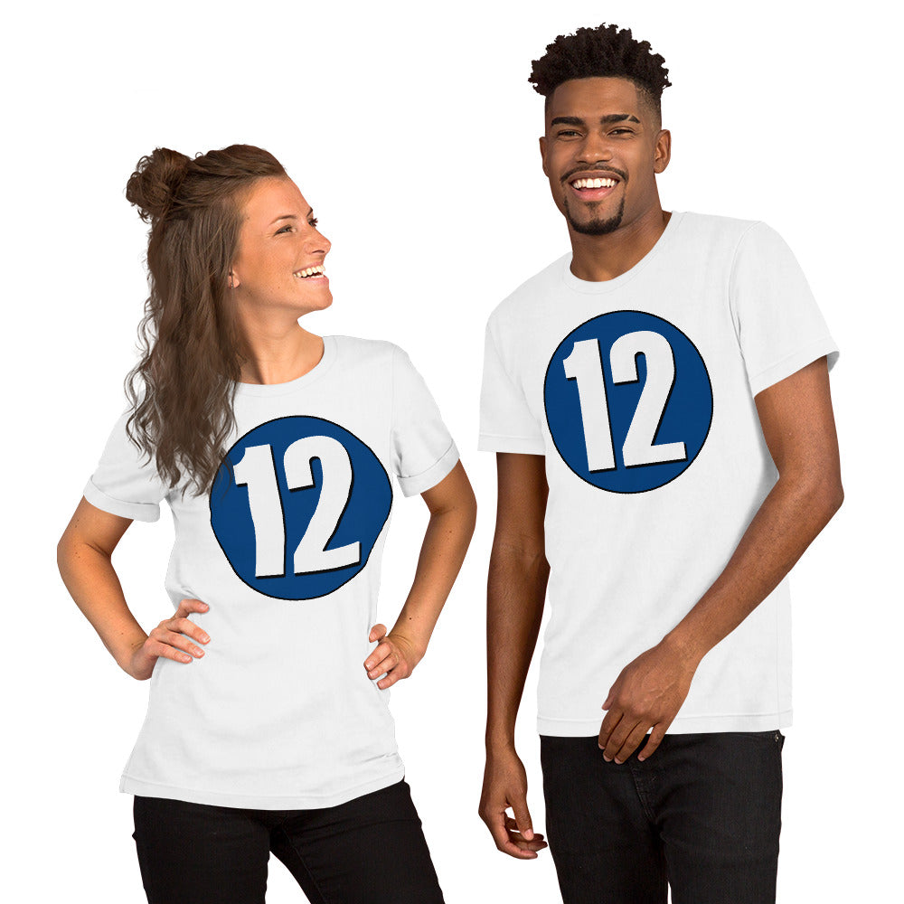 Unisex t-shirt: White on Navy Blue 12