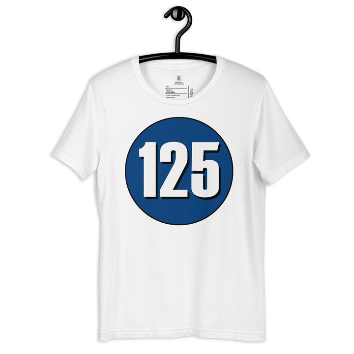 Unisex t-shirt: White on Navy Blue 125