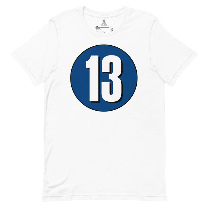 Unisex t-shirt: White on Navy Blue 13