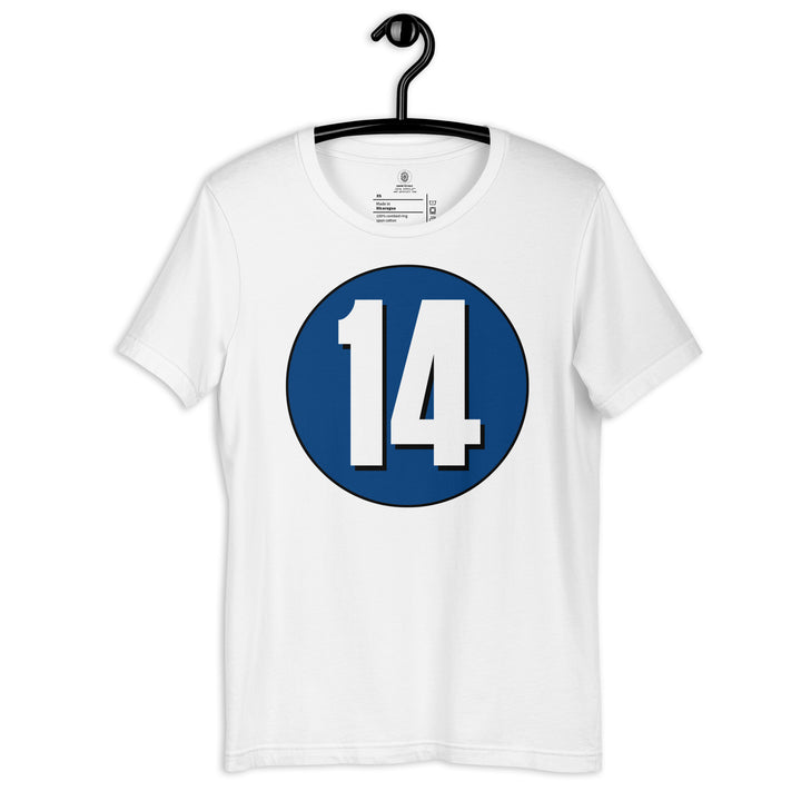 Unisex t-shirt: White on Navy Blue 14