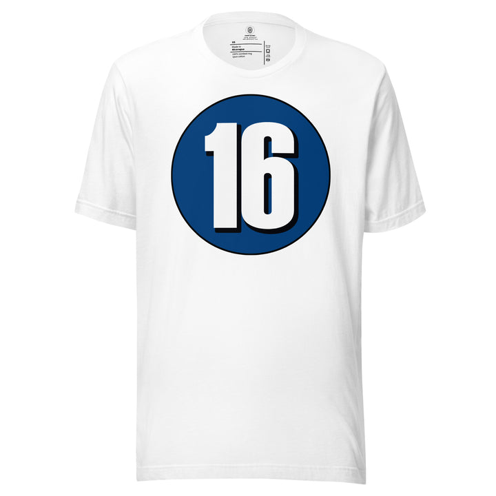 Unisex t-shirt: White on Navy Blue 16