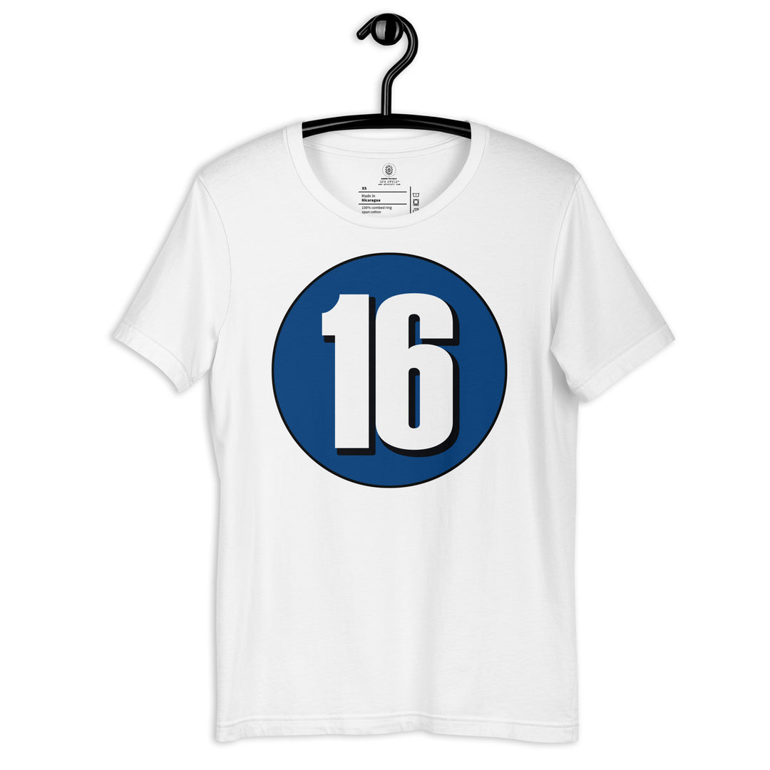 Unisex t-shirt: White on Navy Blue 16