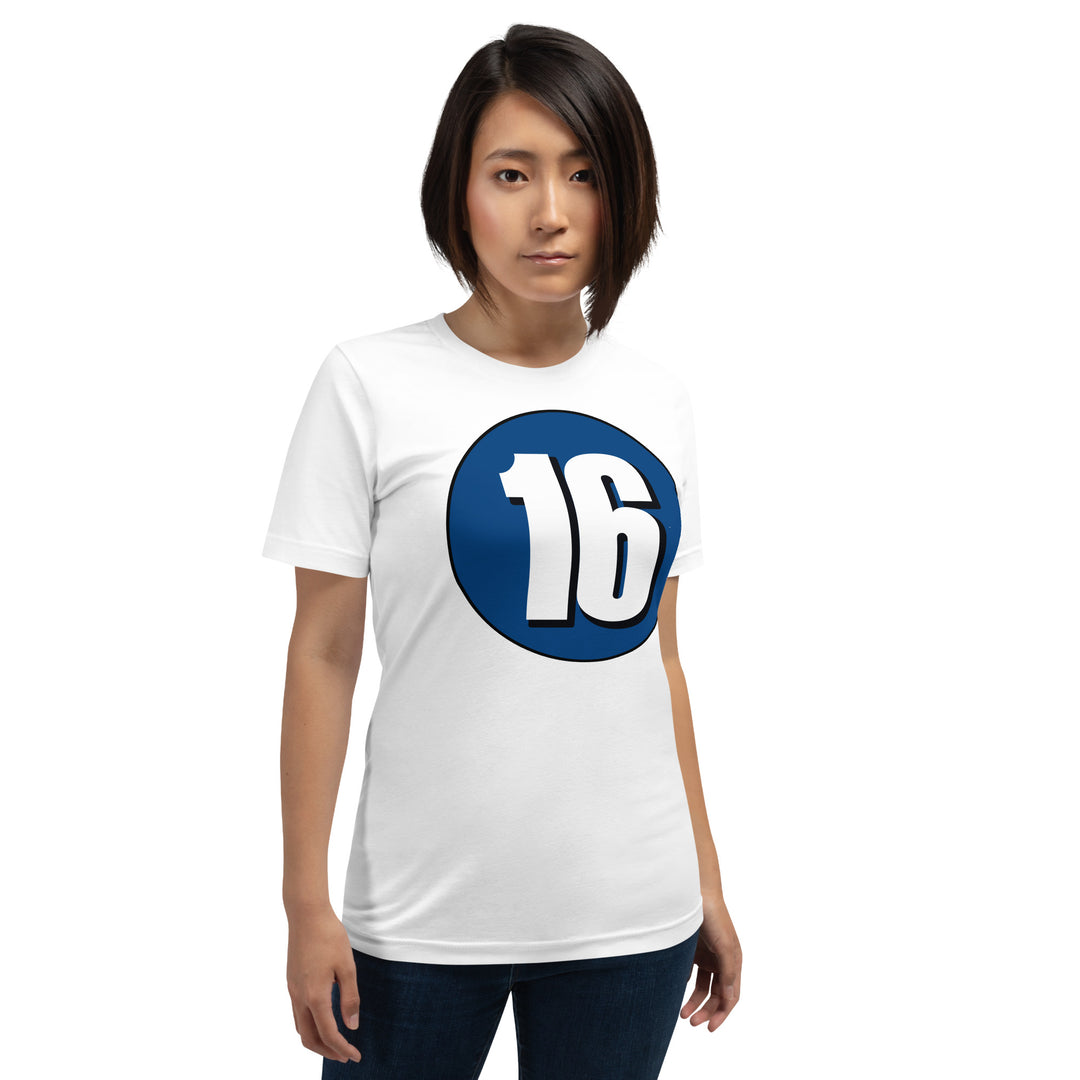 Unisex t-shirt: White on Navy Blue 16