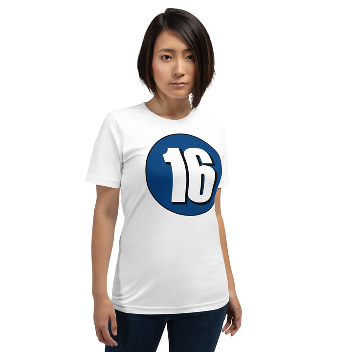 Unisex t-shirt: White on Navy Blue 16