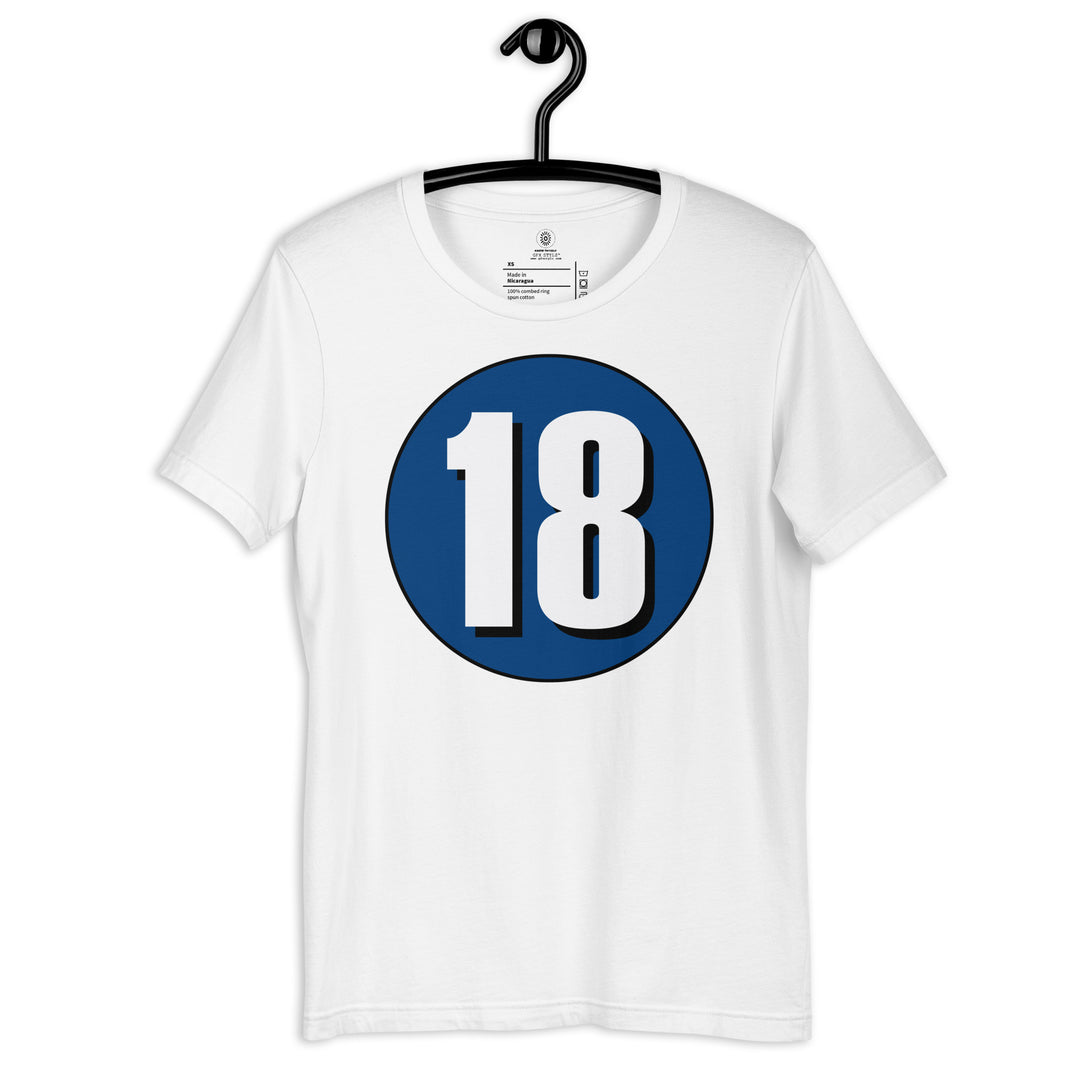 Unisex t-shirt: White on Navy Blue 18