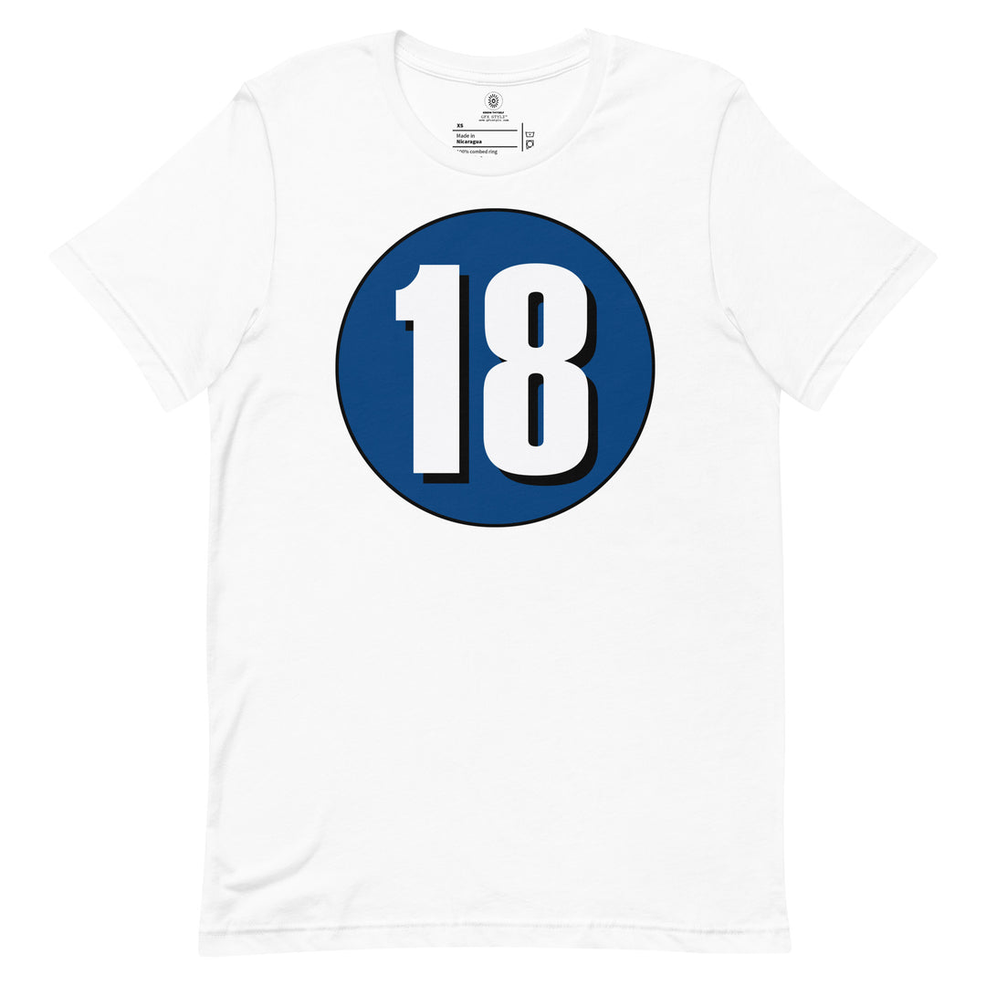 Unisex t-shirt: White on Navy Blue 18