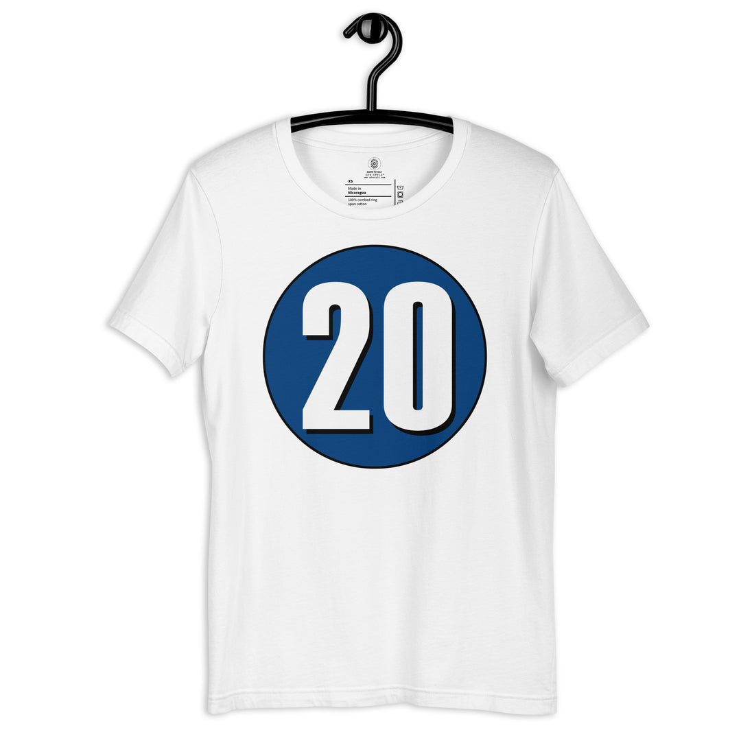 Unisex t-shirt: White on Navy Blue 20