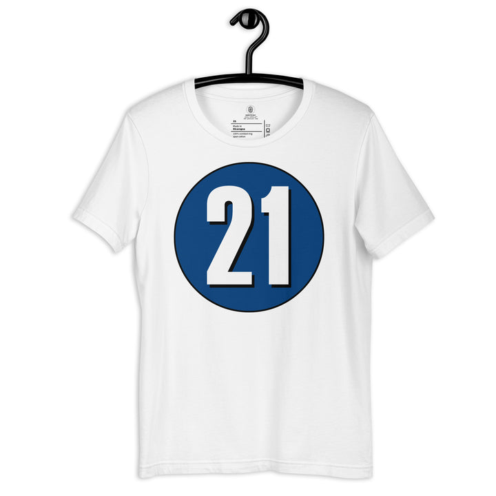 Unisex t-shirt: White on Navy Blue 21