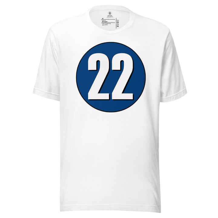 Unisex t-shirt: White on Navy Blue 22