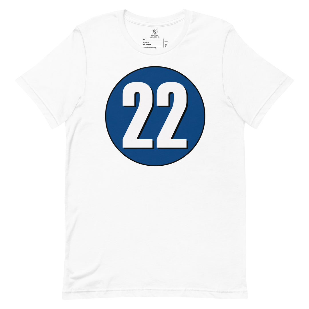 Unisex t-shirt: White on Navy Blue 22