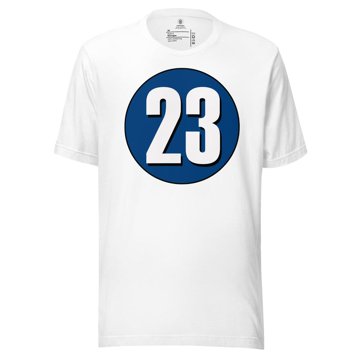 Unisex t-shirt: White on Navy Blue 23