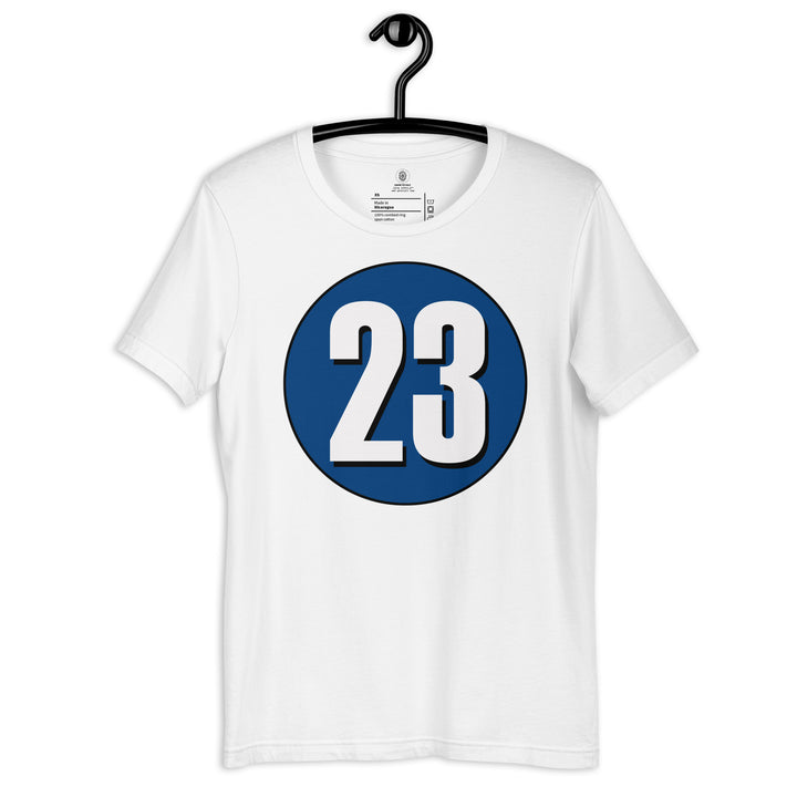 Unisex t-shirt: White on Navy Blue 23