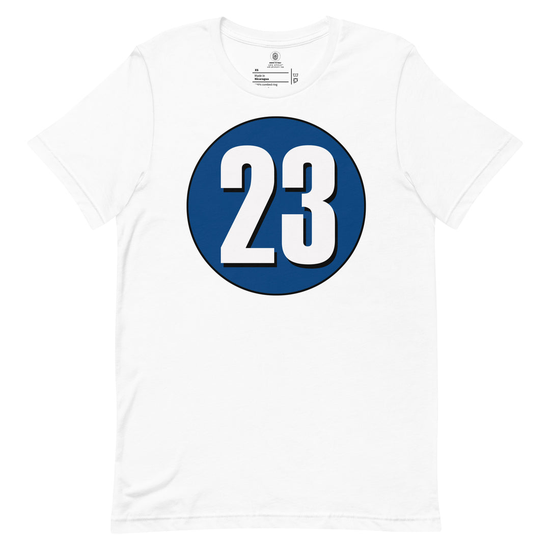 Unisex t-shirt: White on Navy Blue 23