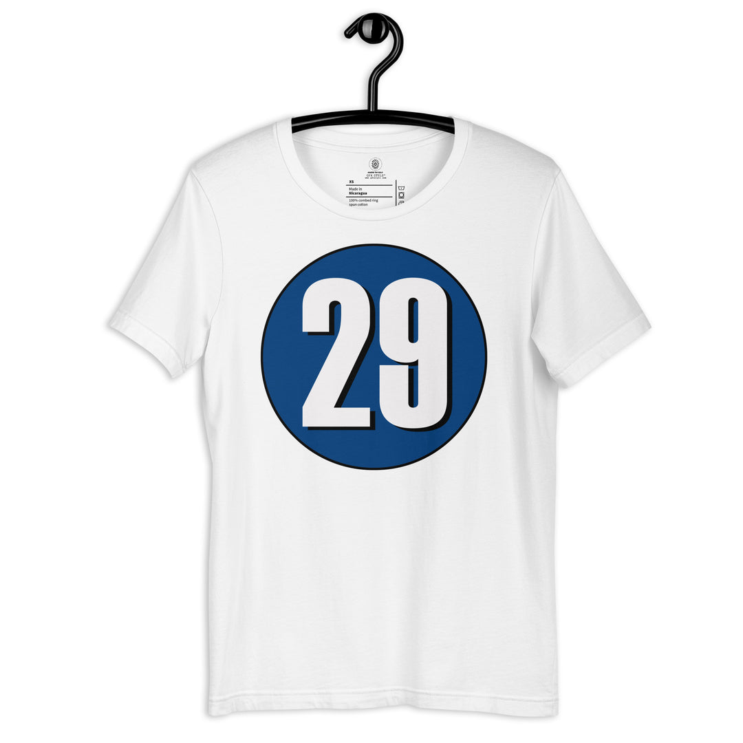 Unisex t-shirt: White on Navy Blue 29