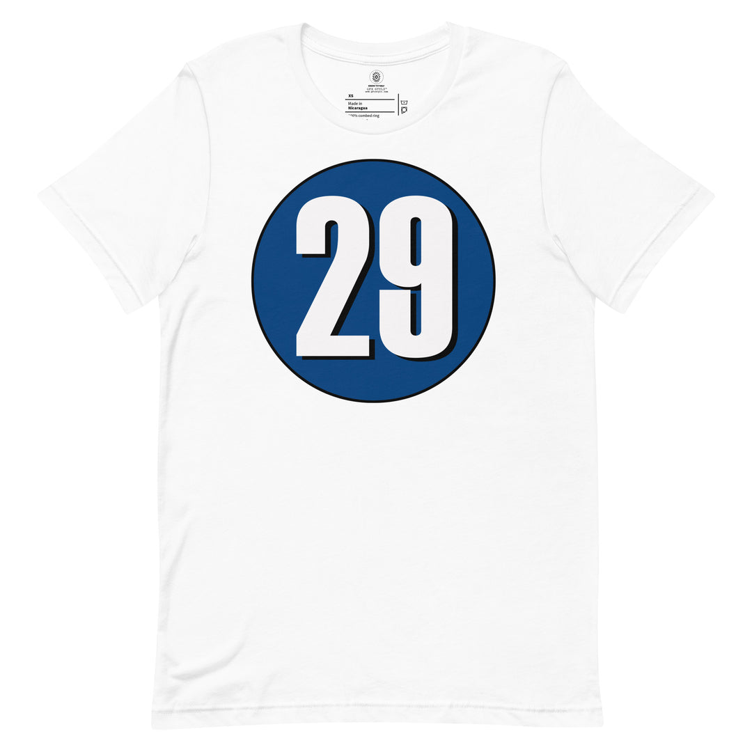 Unisex t-shirt: White on Navy Blue 29