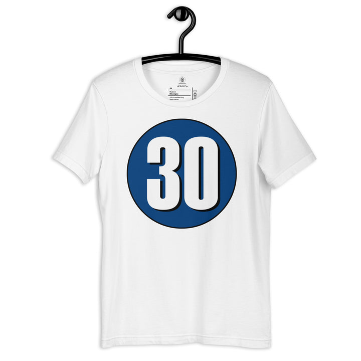 Unisex t-shirt: White on Navy Blue 30