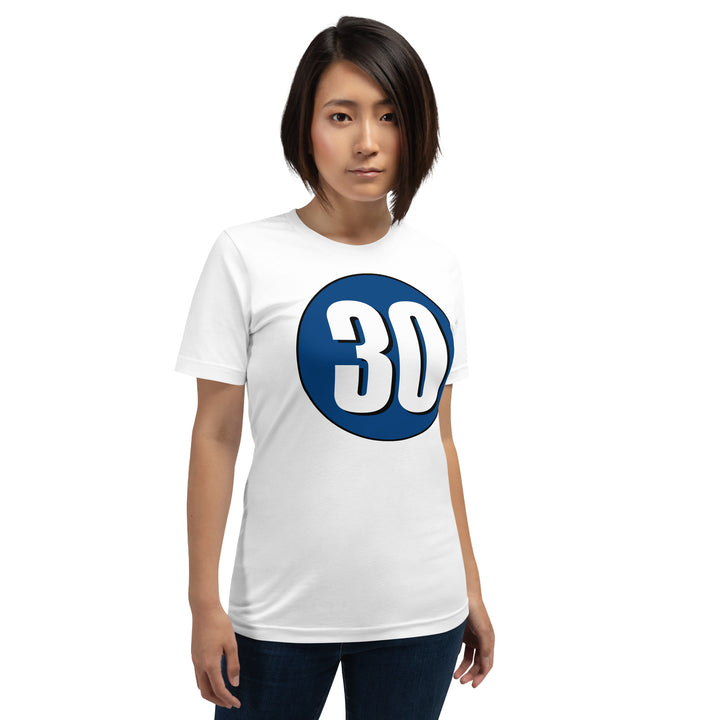 Unisex t-shirt: White on Navy Blue 30