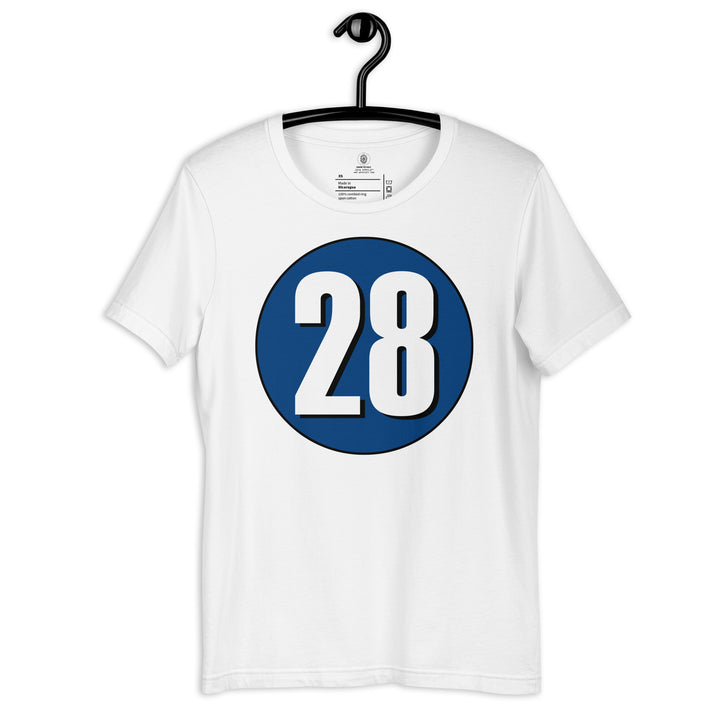 Unisex t-shirt: White on Navy Blue 28