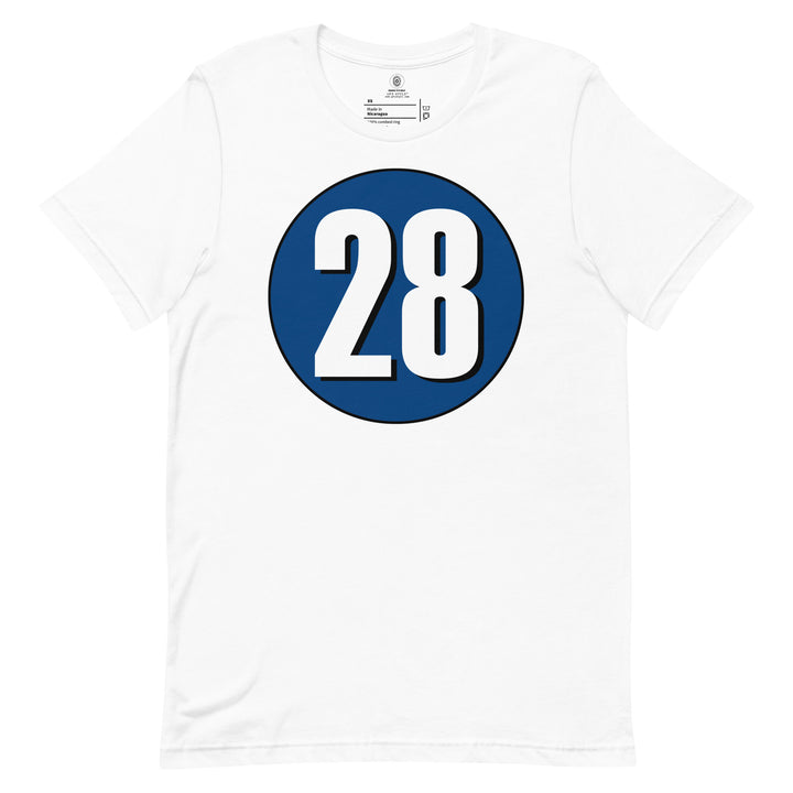 Unisex t-shirt: White on Navy Blue 28