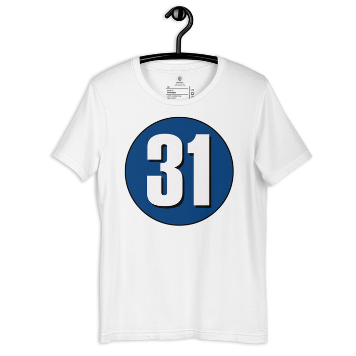 Unisex t-shirt: White on Navy Blue 31