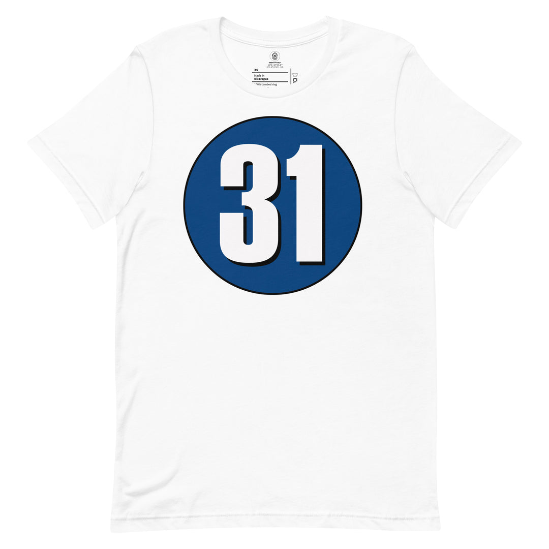 Unisex t-shirt: White on Navy Blue 31