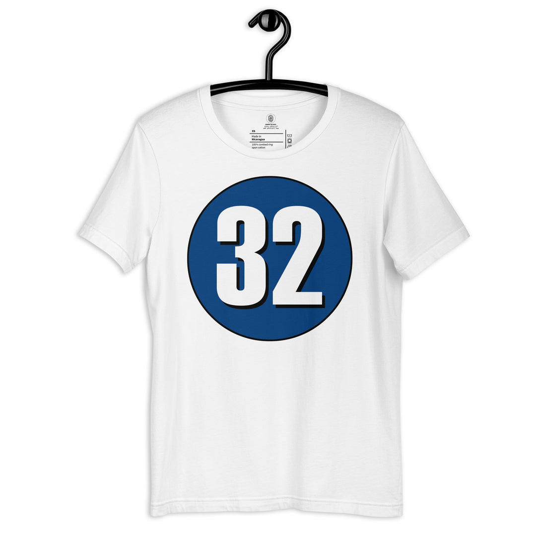 Unisex t-shirt: White on Navy Blue 32