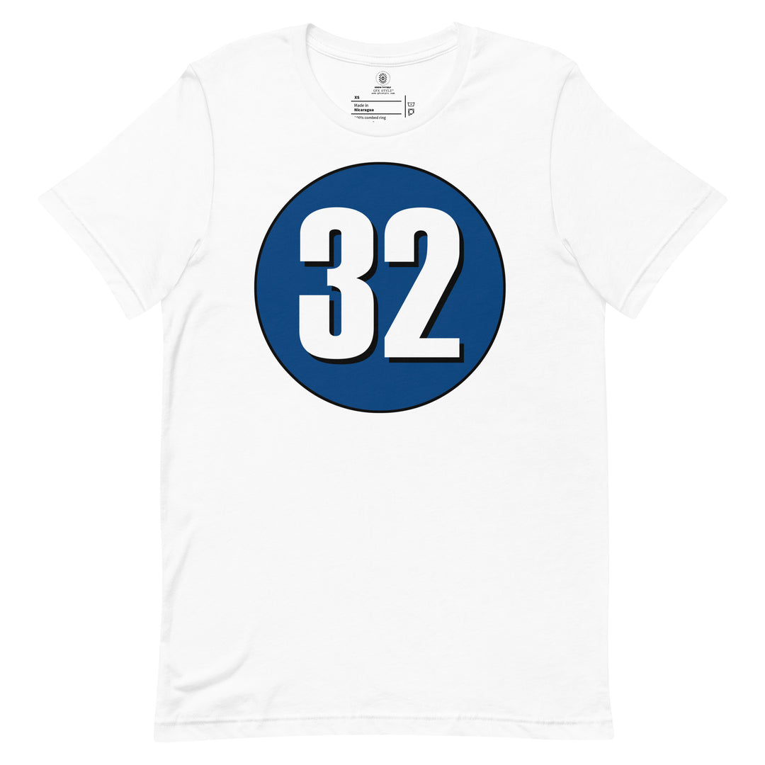 Unisex t-shirt: White on Navy Blue 32