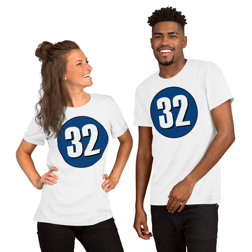 Unisex t-shirt: White on Navy Blue 32