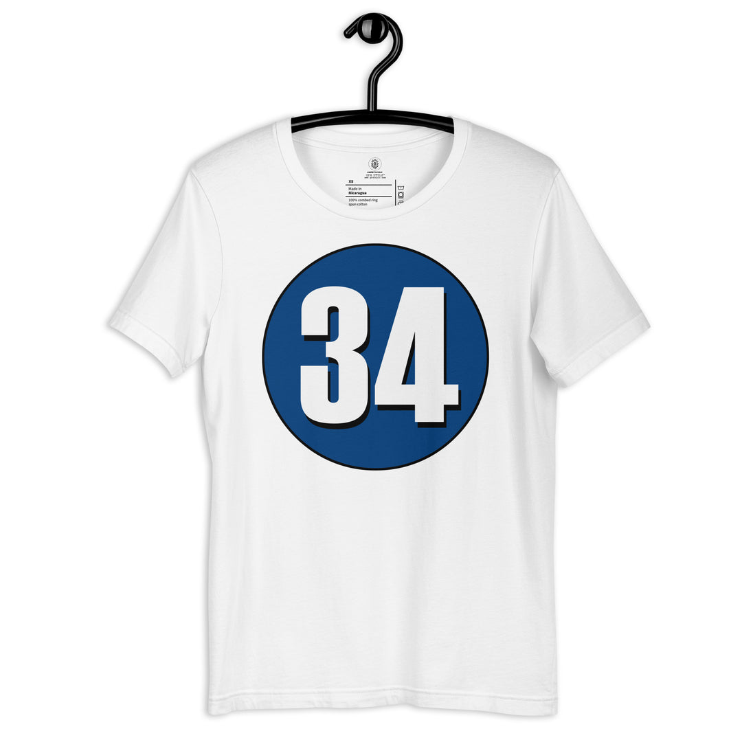 Unisex t-shirt: White on Navy Blue 34