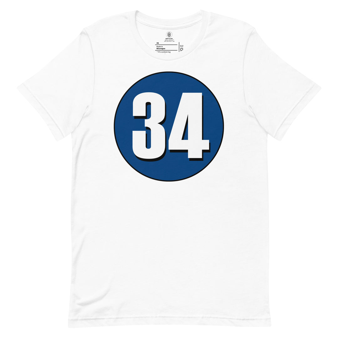 Unisex t-shirt: White on Navy Blue 34