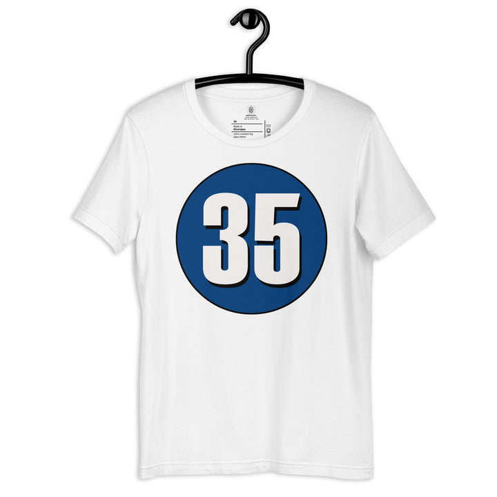 Unisex t-shirt: White on Navy Blue 35