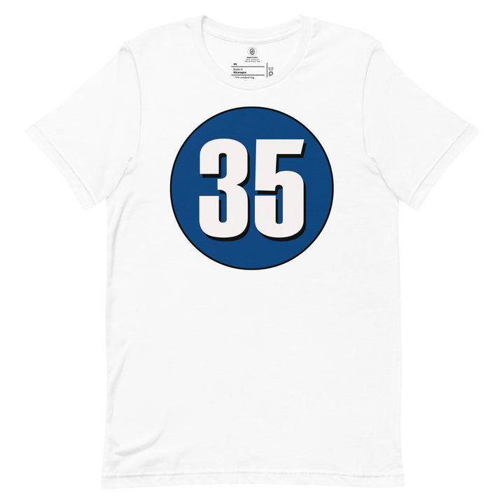 Unisex t-shirt: White on Navy Blue 35