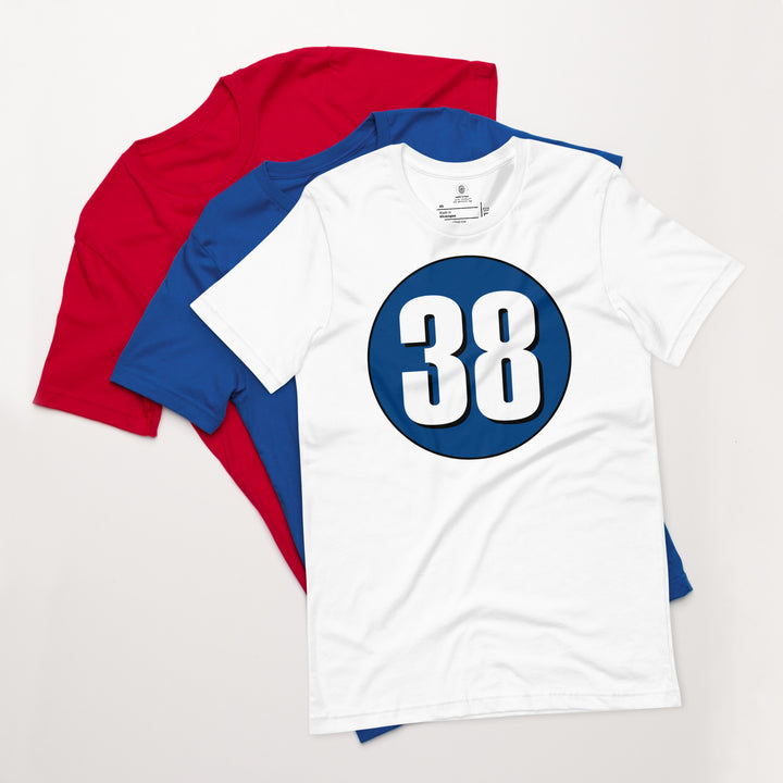 Unisex t-shirt: White on Navy Blue 38