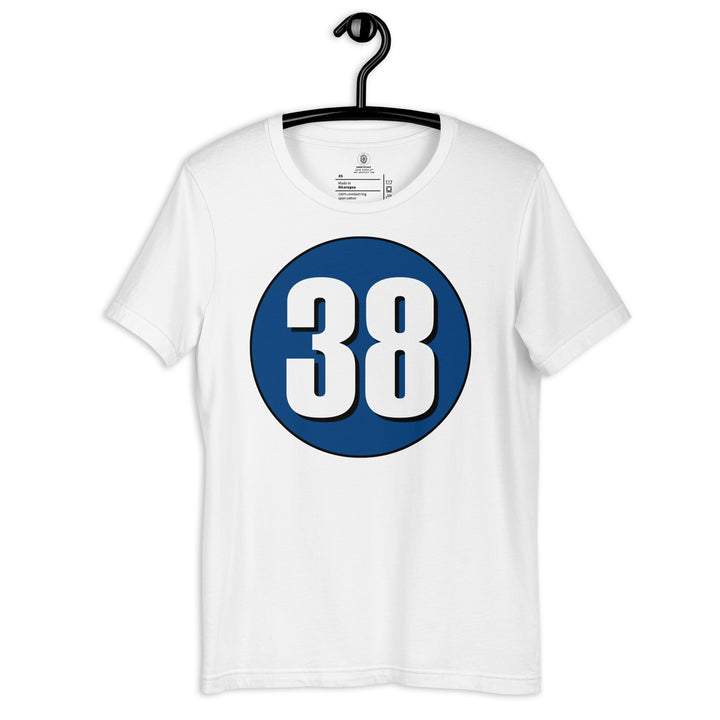 Unisex t-shirt: White on Navy Blue 38