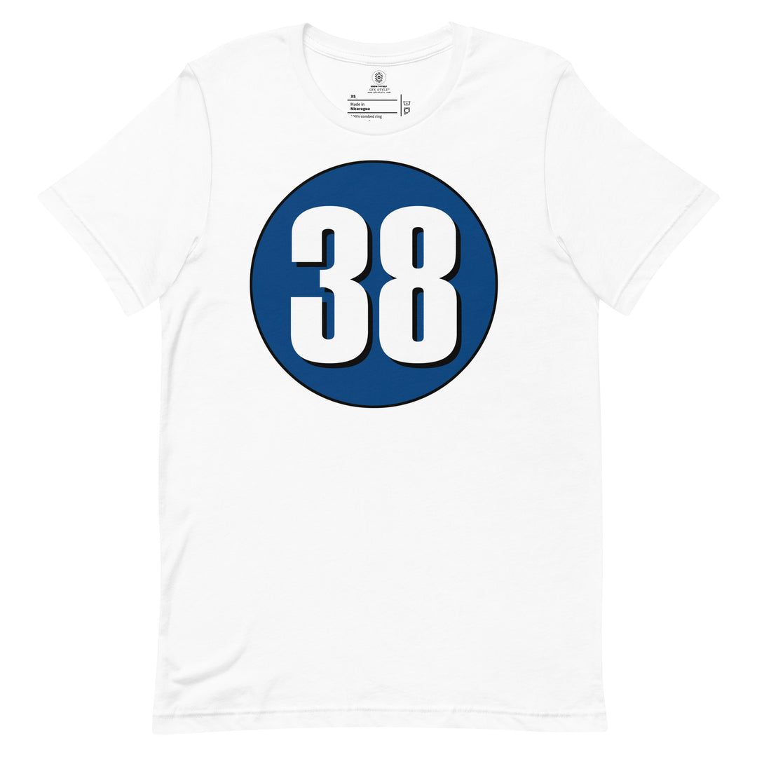 Unisex t-shirt: White on Navy Blue 38