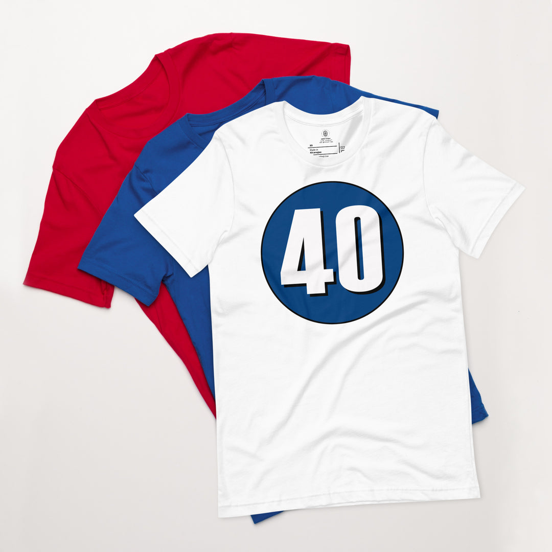 Unisex t-shirt: White on Navy Blue 40