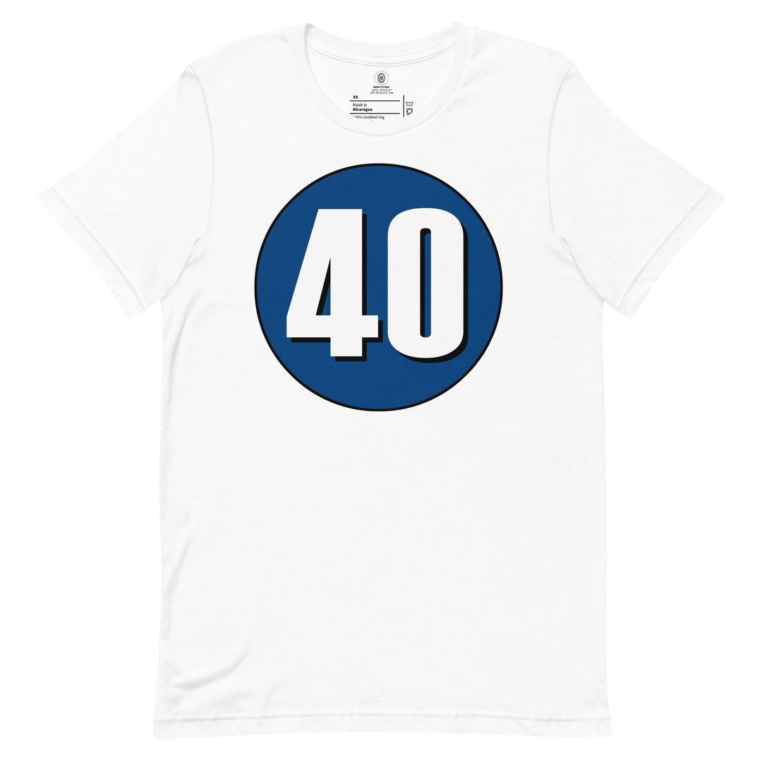 Unisex t-shirt: White on Navy Blue 40