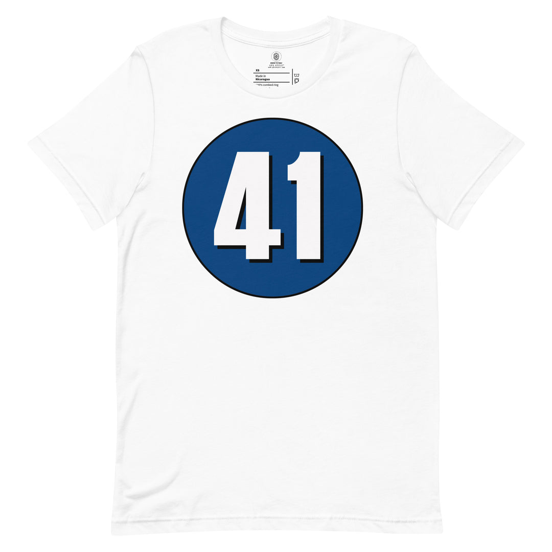 Unisex t-shirt: White on Navy Blue 41