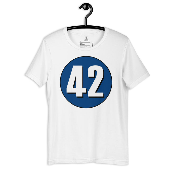 Unisex t-shirt: White on Navy Blue 42