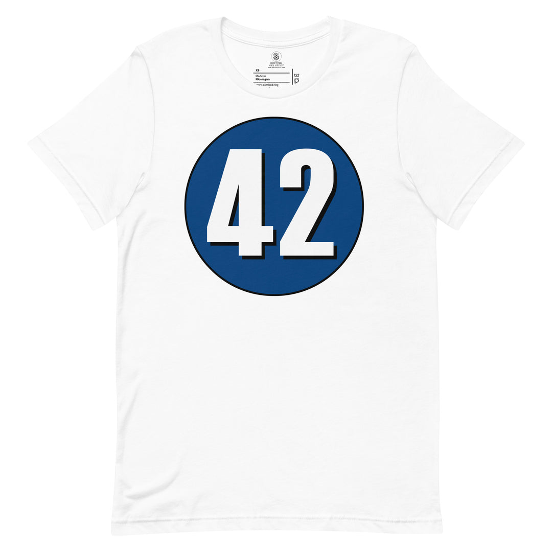 Unisex t-shirt: White on Navy Blue 42