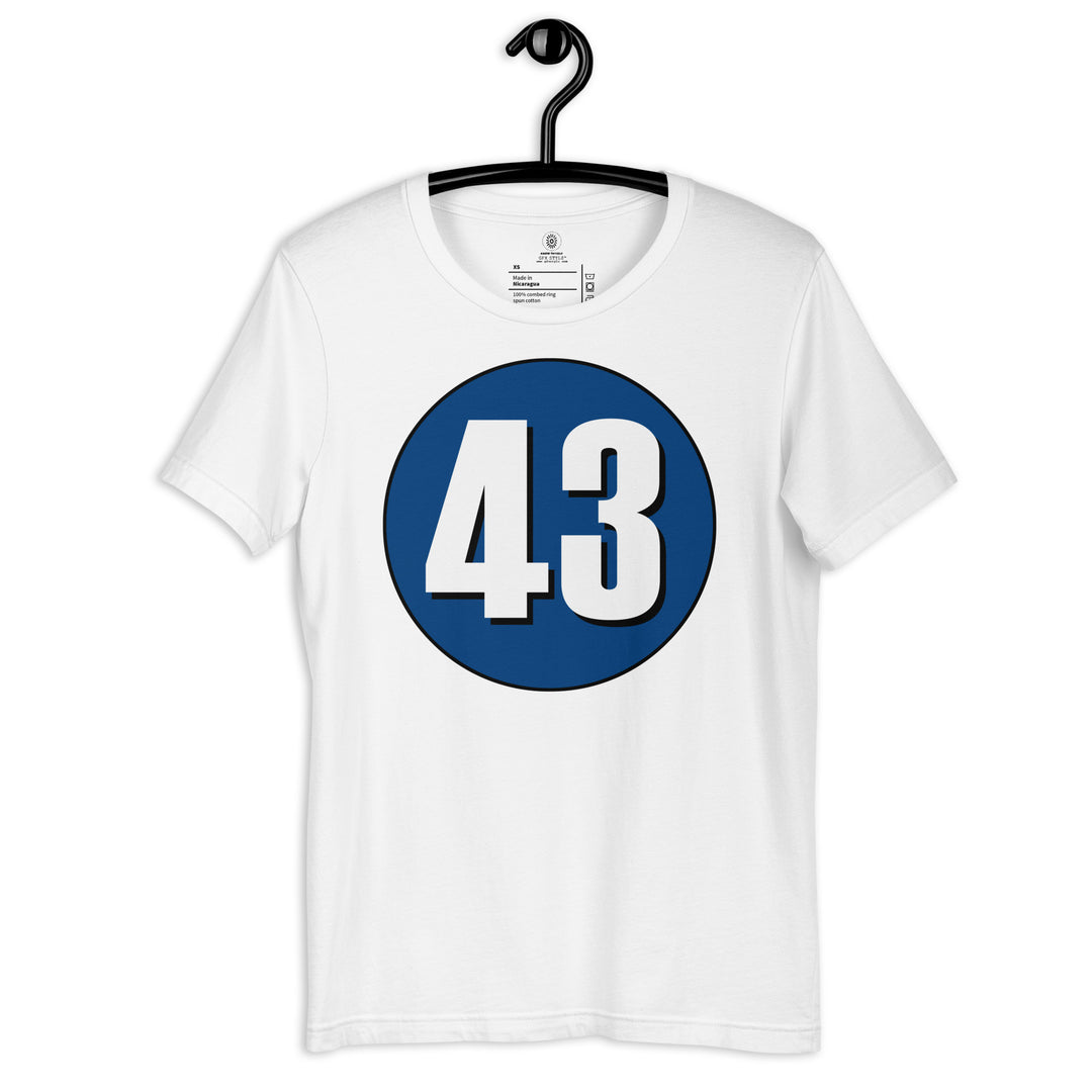 Unisex t-shirt: White on Navy Blue 43