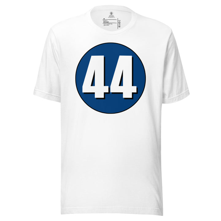 Unisex t-shirt: White on Navy Blue 44