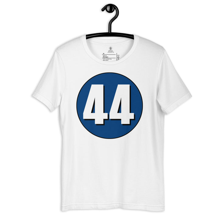 Unisex t-shirt: White on Navy Blue 44