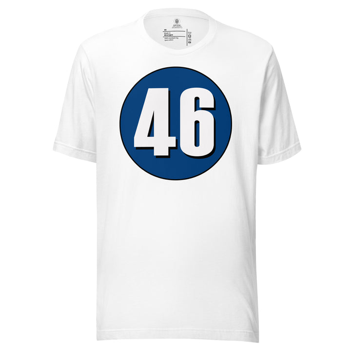 Unisex t-shirt: White on Navy Blue 46