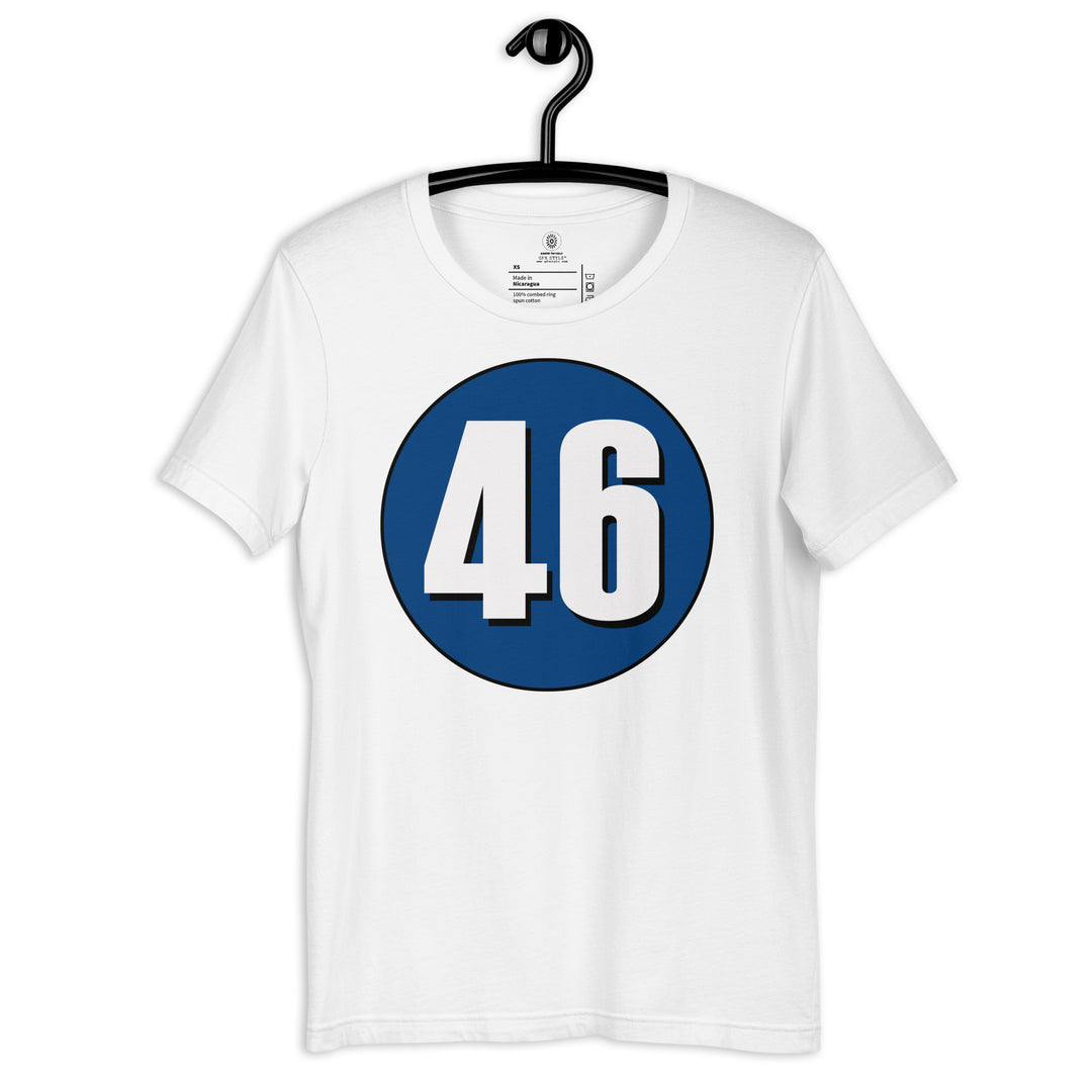 Unisex t-shirt: White on Navy Blue 46