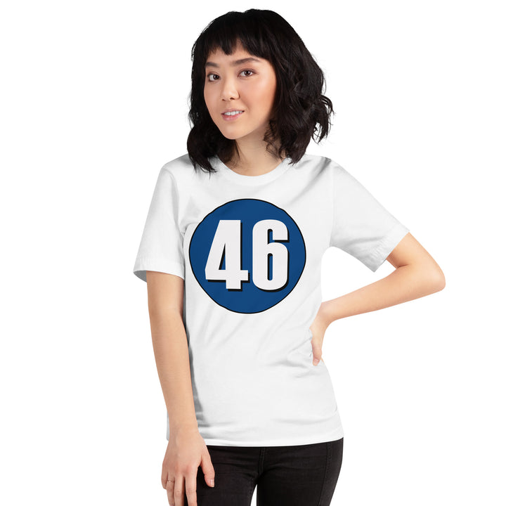 Unisex t-shirt: White on Navy Blue 46